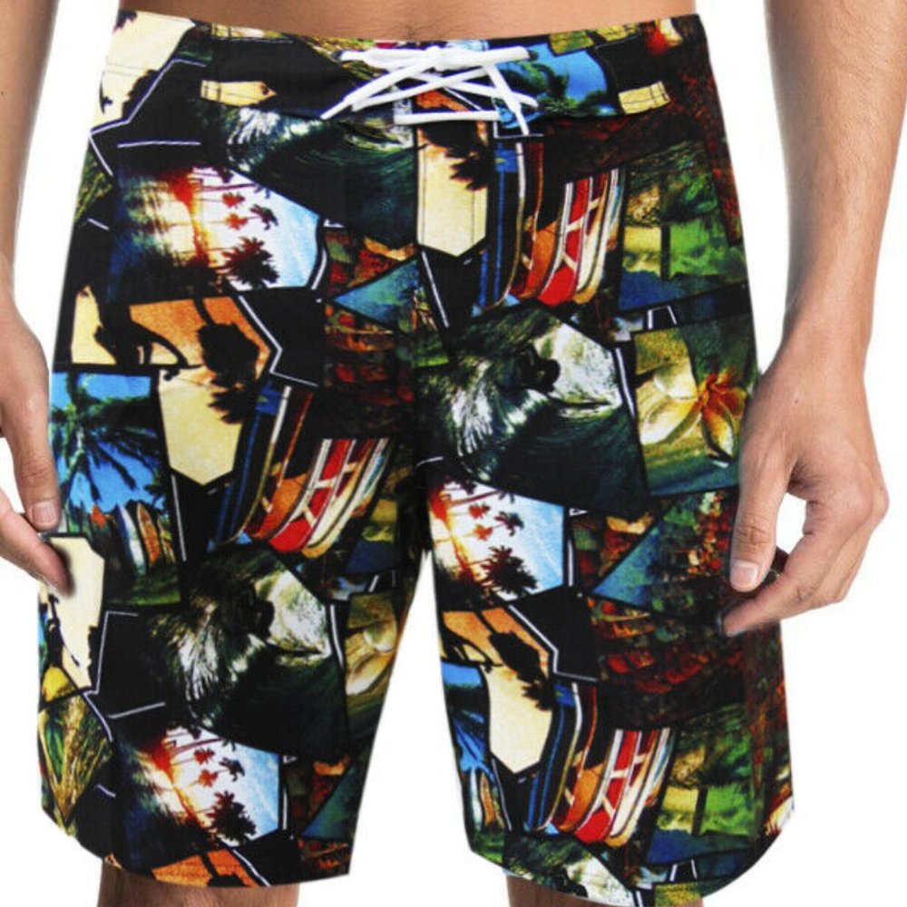 NWT PALMS SUMMER SURF BEACH MEN'S SWIMWEAR TRUNKS SLIM FIT BOARD SHORTS SIZE S L